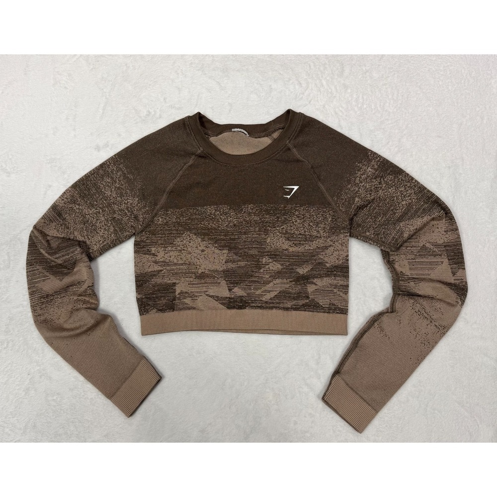 Gymshark Adapt Ombre Crop Top Women's Small Brown Gym Workout Athletic Training - Picture 10 of 11